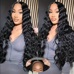 Glueless Wigs 70 Percent Human Hair Pre Plucked Pre Cut 200 Density Transparent HD Lace Frontal Wigs 4x4 Deep Wave Wigs