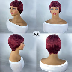 Short And Straight, Elf, Human Hair Non-toxic Wig, Burgundy, Short And Elf Haircut, Ladies Wig, Applicable To The Whole Scene.