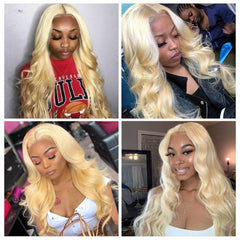 Blonde Lace Front Wig Transparent Lace Frontal Wig Pre Plucked Brazilian Body Wave Human Hair Wigs