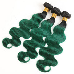 T1B green body wave hair