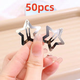 10/25/50/100/200Pcs Y2K Silver Star Hair Clips for Girls Metal Snap Clip Hairpins Barrettes Hair Grip Jewel Hair Accessories