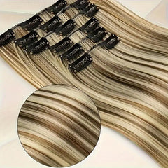 Holdbalance Straight Clip In Hair Extensions 24inch Hair Extensions For Women 6PCS Long Soft Synthetic Natural Hairpieces