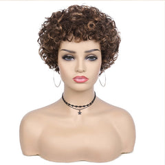 Short And Loose Curly Hair, Non-toxic Wig, Elastic Curly Hair, Curly Bangs, Full Mechanism, Suitable For The Whole Scene