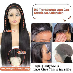 30 40 Inches 13X6 HD Transparent Lace Frontal Wigs Bone Straight 13X4 Lace Front Brazilian Pre Plucked Human Hair Wigs for Women