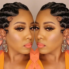 Ladies' Stylish 6-inch Deep Wave Elf Haircuts Non-toxic Wigs-Peru Remy Hair, Ocean Wave Style, Short Elf Wigs.