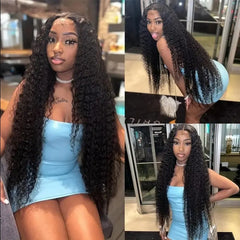 Deep Wave Lace Front Wig Human Hair 180 Density 13x4 Deep Wave HD Lace Front Wig Black Female