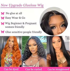 Ready To Go HD Lace Front Wigs Glueless Put-on Go Body Wave Wig Pre-Plucked Blend Human Hair Transparent Lace Color