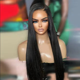 Wholesale 7X5 Partingmax No Glue HD Lace Pre Cut Straight Lace Front Brazilian Remy Martin Black Female Wig