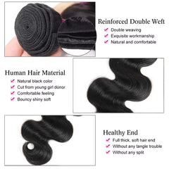 CHEAP Body Wave Bundles Brazilian Hair Weave Bundles 1/3/4 PCS Human Hair Bundles Natural Black 8-28"Remy Hair Extensions