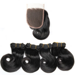 Short Body Wave Bundles With Closure 4x4 Lace Closure Indian 100% Human Hair Bundles With Closure 1B 30 27 Burgundy Colored