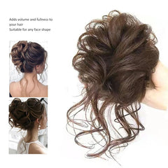 Synthetic Messy Hairs Bun Curly Donut Chignon with Elastic Band Hair Extensions Fake Wigs for Women Diademas Para El Pelo Mujer
