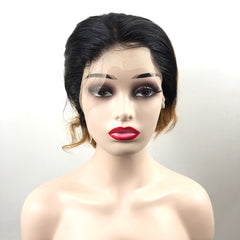 Wave Head Non-toxic Wig, Short Straight Hair, Human Hair Without Glue, 13x4 HD Lace, Front Hair, Front Brown Wave Head Wig.