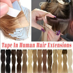 18P613 Tape Ins Extension Hair Growth 50g Russian Virgin Remy Human Hair Extension Wholesaler Price Adhesive Hair Extension Hair Extension