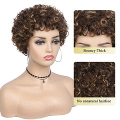 Short And Loose Curly Hair, Non-toxic Wig, Elastic Curly Hair, Curly Bangs, Full Mechanism, Suitable For The Whole Scene