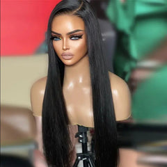 Wholesale 7X5 Partingmax No Glue HD Lace Pre Cut Straight Lace Front Brazilian Remy Martin Black Female Wig