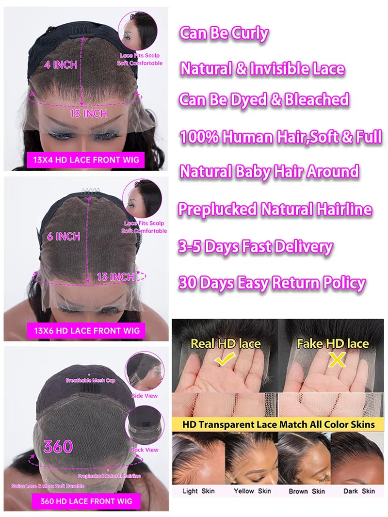 40 Inch Deep Wave 13X6 Hd Curly Lace Front Human Hair Wigs 360 Pre Plucked Lace Wig 13X4 Water Wave Lace Frontal Wigs for Women