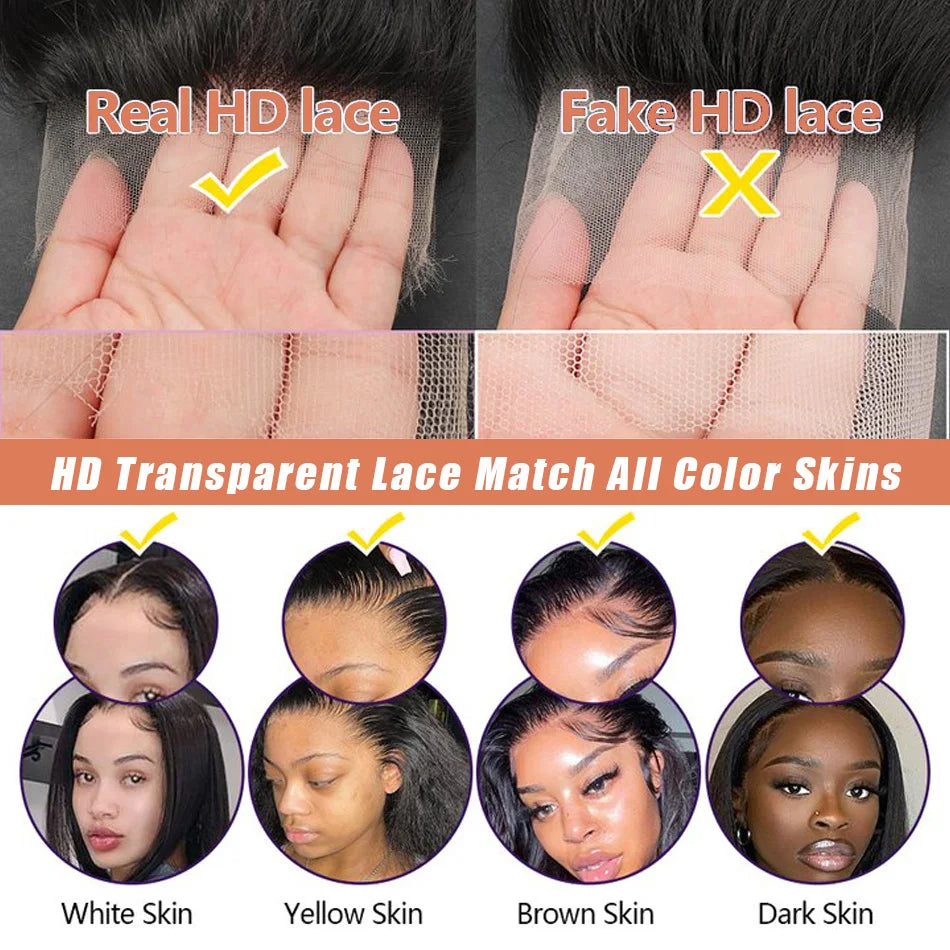 30 40 Inches 13X6 HD Transparent Lace Frontal Wigs Bone Straight 13X4 Lace Front Brazilian Pre Plucked Human Hair Wigs for Women