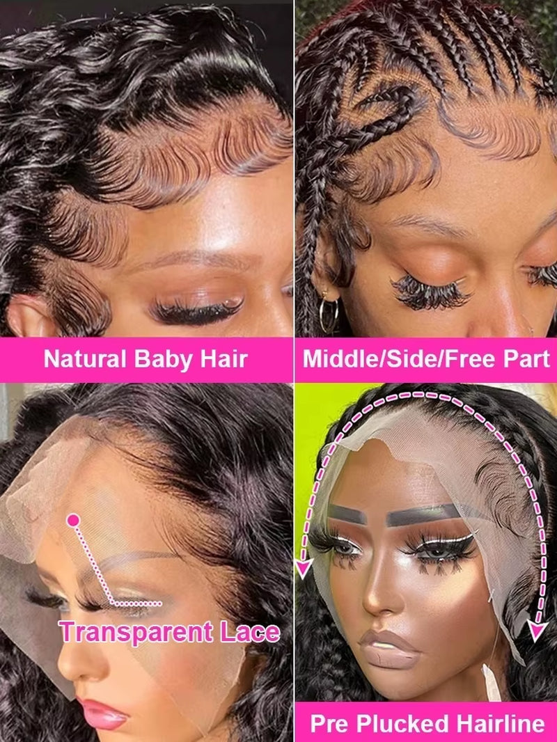 40 Inch Deep Wave 13X6 Hd Curly Lace Front Human Hair Wigs 360 Pre Plucked Lace Wig 13X4 Water Wave Lace Frontal Wigs for Women