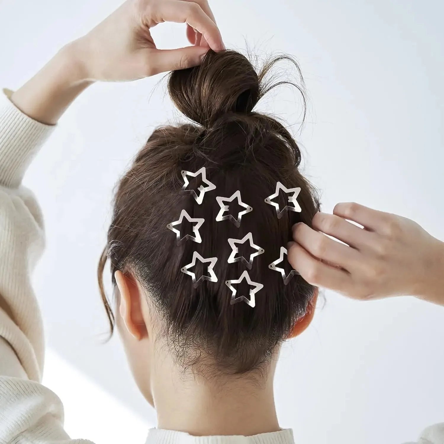10/25/50/100/200Pcs Y2K Silver Star Hair Clips for Girls Metal Snap Clip Hairpins Barrettes Hair Grip Jewel Hair Accessories
