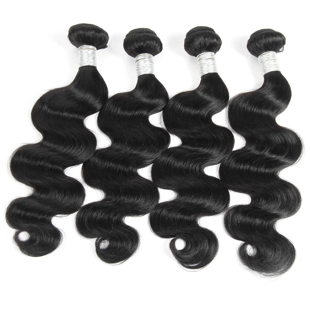 CHEAP Body Wave Bundles Brazilian Hair Weave Bundles 1/3/4 PCS Human Hair Bundles Natural Black 8-28"Remy Hair Extensions