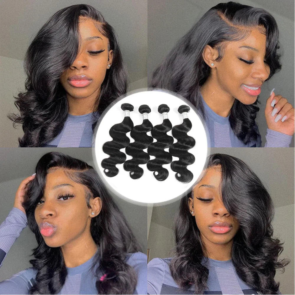 CHEAP Body Wave Bundles Brazilian Hair Weave Bundles 1/3/4 PCS Human Hair Bundles Natural Black 8-28"Remy Hair Extensions