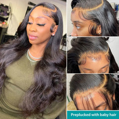 Body wave 13x6 HD Transparent lace front wig human hair 40 inch Pre Preplucked glueless brazilian wigs on sale choice for women