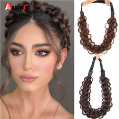 Women Girls Fashion Hair accessories Synthetic Wig Hair Bands Vintage Headband Braids HairBands Headwear Hair Wig Accessories