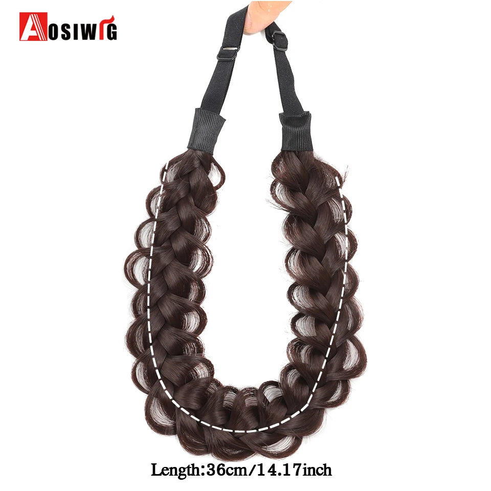 Women Girls Fashion Hair accessories Synthetic Wig Hair Bands Vintage Headband Braids HairBands Headwear Hair Wig Accessories