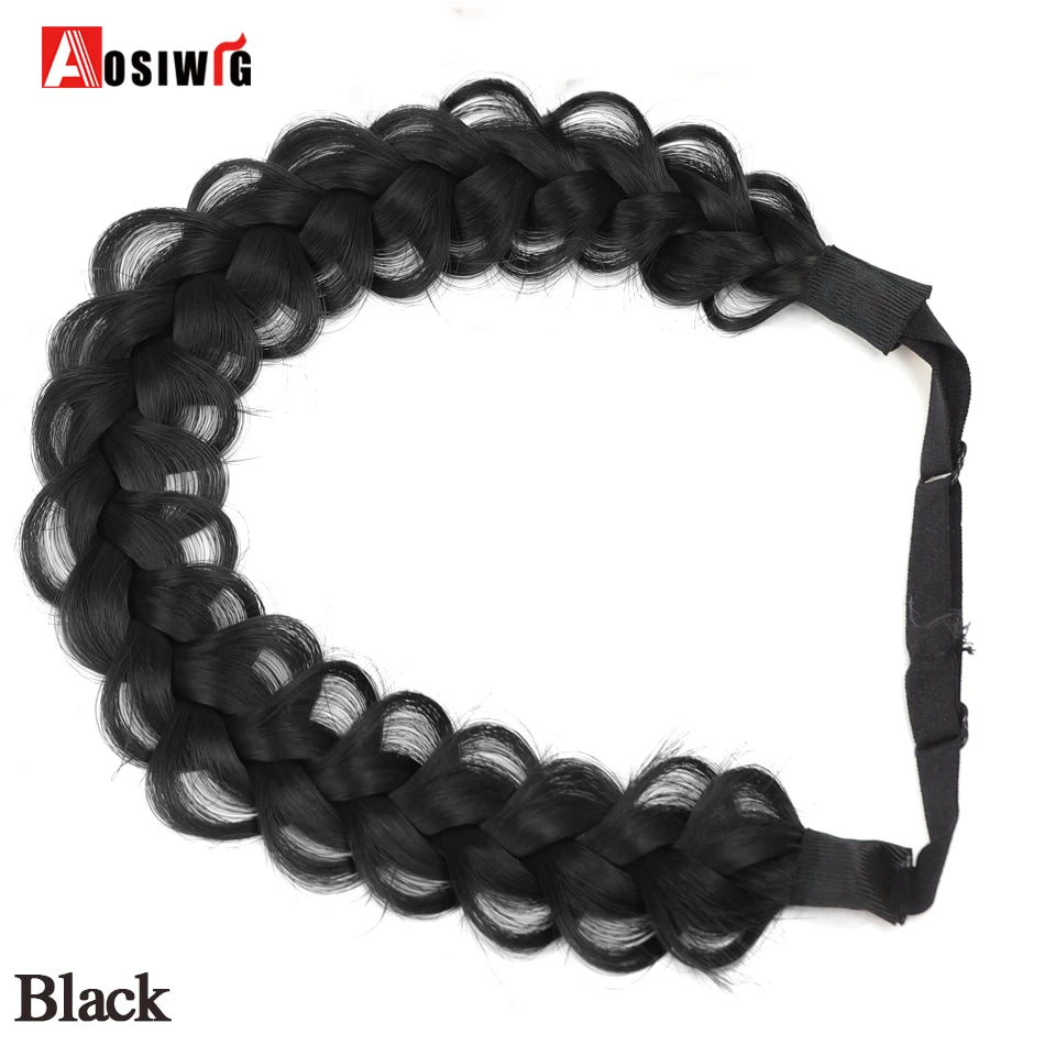 Women Girls Fashion Hair accessories Synthetic Wig Hair Bands Vintage Headband Braids HairBands Headwear Hair Wig Accessories