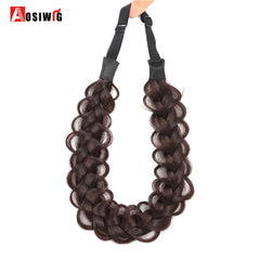 Women Girls Fashion Hair accessories Synthetic Wig Hair Bands Vintage Headband Braids HairBands Headwear Hair Wig Accessories