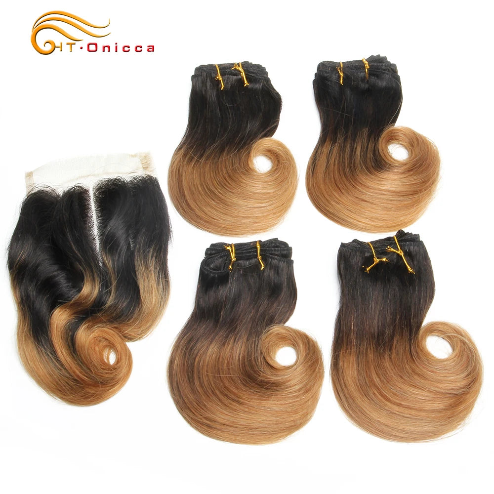 Short Body Wave Bundles With Closure 4x4 Lace Closure Indian 100% Human Hair Bundles With Closure 1B 30 27 Burgundy Colored