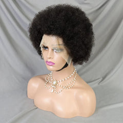 200% Density HD 13x4 Lace Front Afro Wig Human Hair Afro Kinky Curly Short Human Hair Wigs Brazilian Remy Human Natural Afro Wig