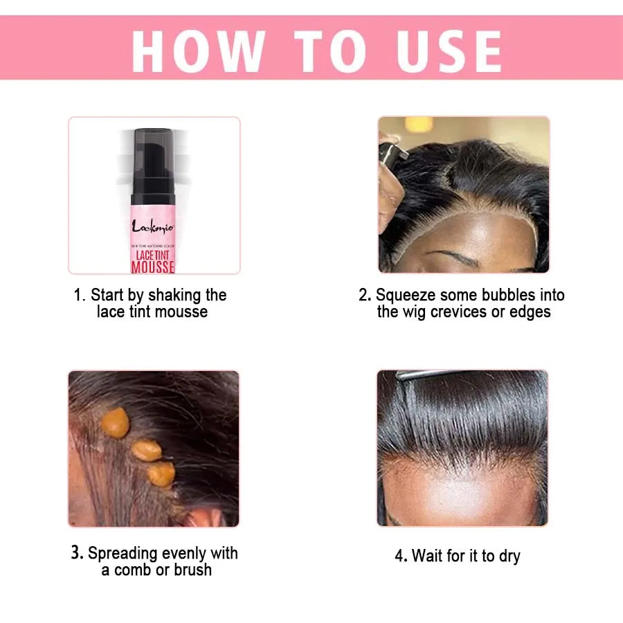 LOVKMIO 4pcs Wig Installation Kit Frontal Melting Spray Quick-Drying Lace Tint Mousses Waterproof Hair Adhesive Glue Remover Set