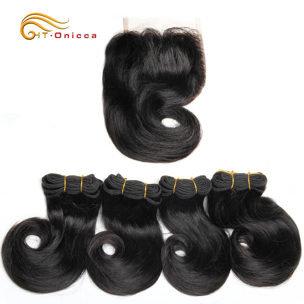 Short Body Wave Bundles With Closure 4x4 Lace Closure Indian 100% Human Hair Bundles With Closure 1B 30 27 Burgundy Colored