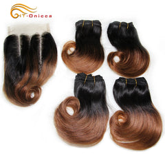 Short Body Wave Bundles With Closure 4x4 Lace Closure Indian 100% Human Hair Bundles With Closure 1B 30 27 Burgundy Colored