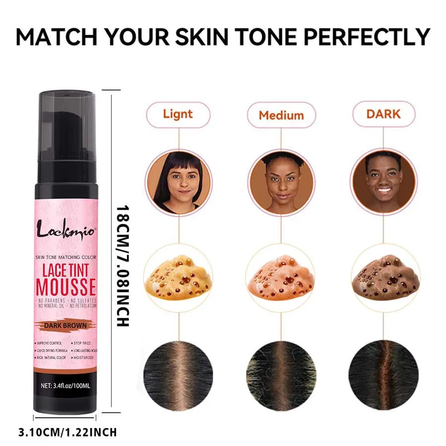 LOVKMIO 4pcs Wig Installation Kit Frontal Melting Spray Quick-Drying Lace Tint Mousses Waterproof Hair Adhesive Glue Remover Set