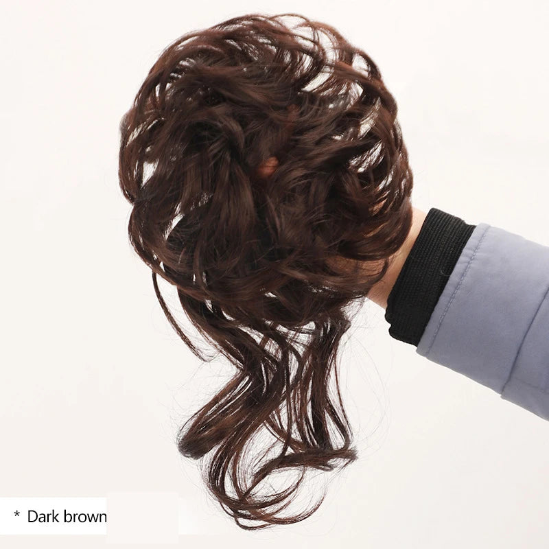 Synthetic Messy Hairs Bun Curly Donut Chignon with Elastic Band Hair Extensions Fake Wigs for Women Diademas Para El Pelo Mujer