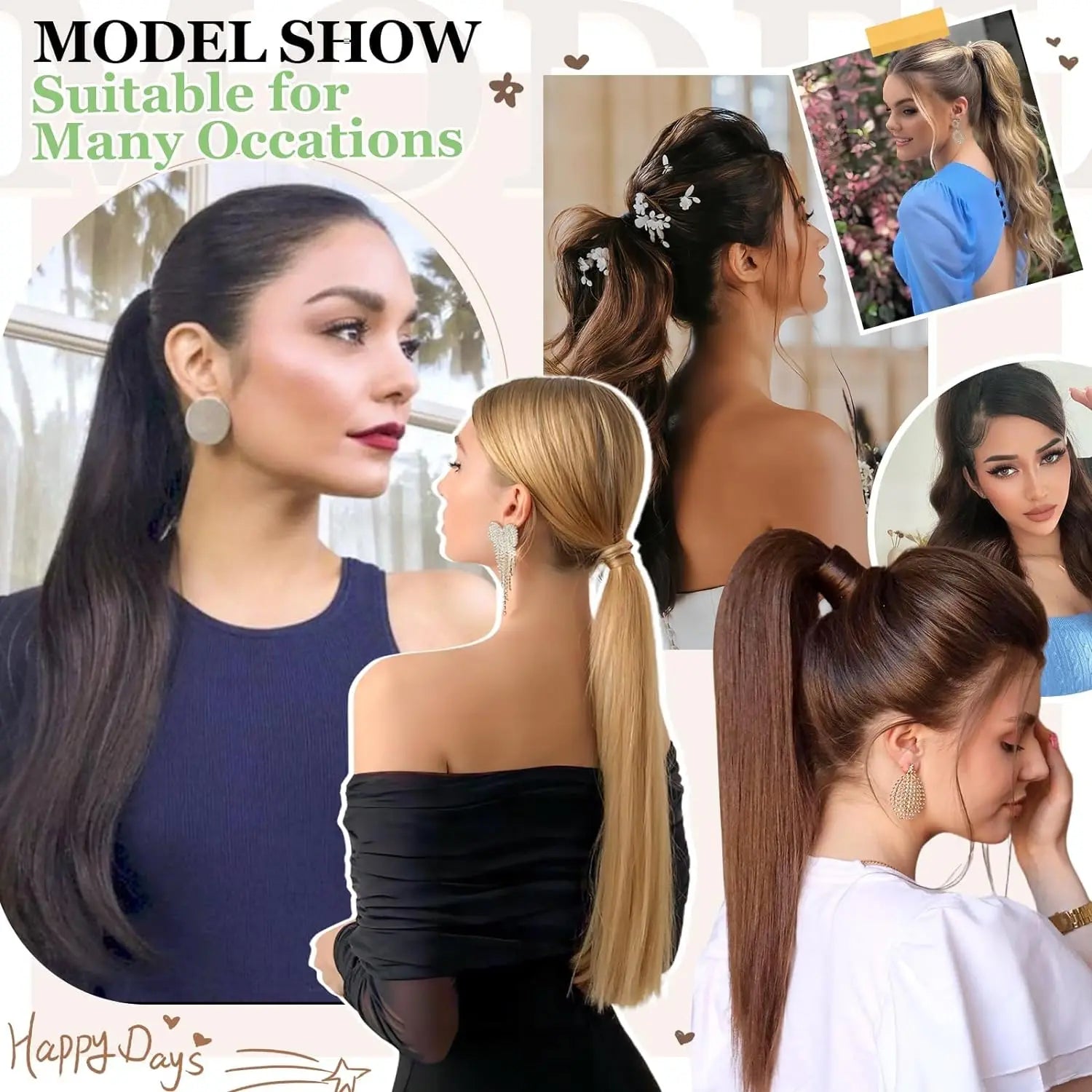 26Inch Ponytail Extensions Claw Long Straight Fake Pony Tail Clip in Hair Extension Natural Synthetic Heat Resistant Hairpiece