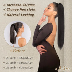 26Inch Ponytail Extensions Claw Long Straight Fake Pony Tail Clip in Hair Extension Natural Synthetic Heat Resistant Hairpiece