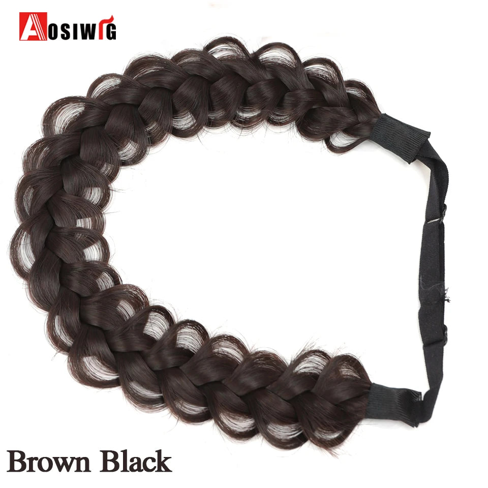 Women Girls Fashion Hair accessories Synthetic Wig Hair Bands Vintage Headband Braids HairBands Headwear Hair Wig Accessories