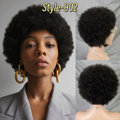 200% Density HD 13x4 Lace Front Afro Wig Human Hair Afro Kinky Curly Short Human Hair Wigs Brazilian Remy Human Natural Afro Wig