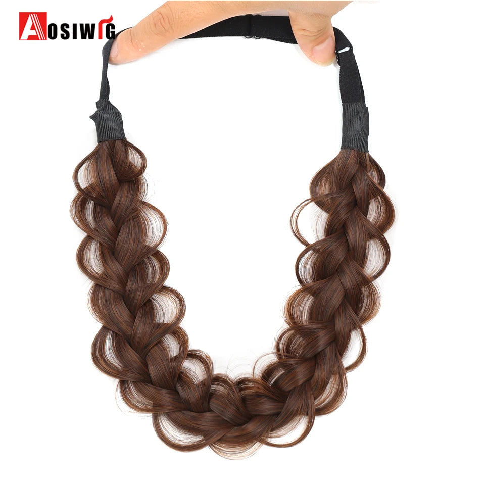Women Girls Fashion Hair accessories Synthetic Wig Hair Bands Vintage Headband Braids HairBands Headwear Hair Wig Accessories