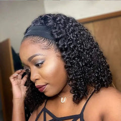 Kinky Curly Headband Wig Human Hair Full Machine Made 180% Density Glueless Human Hair Wigs Brazilian Remy Hair Headband Wig