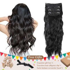 Holdbalance Clip In Hair Extensions Long Straight Wavy Synthetic Hairpiece,Natural & Soft Hair &Blends Well Hair Extension, Daily Use, Party Use Best Everyday Fashion Accessories