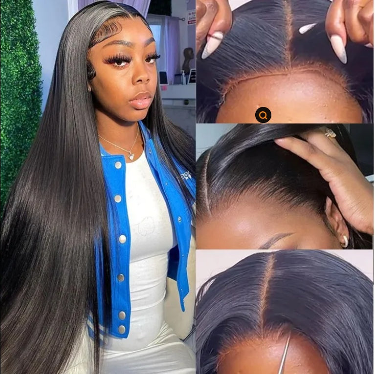 Wholesale 7X5 Partingmax No Glue HD Lace Pre Cut Straight Lace Front Brazilian Remy Martin Black Female Wig