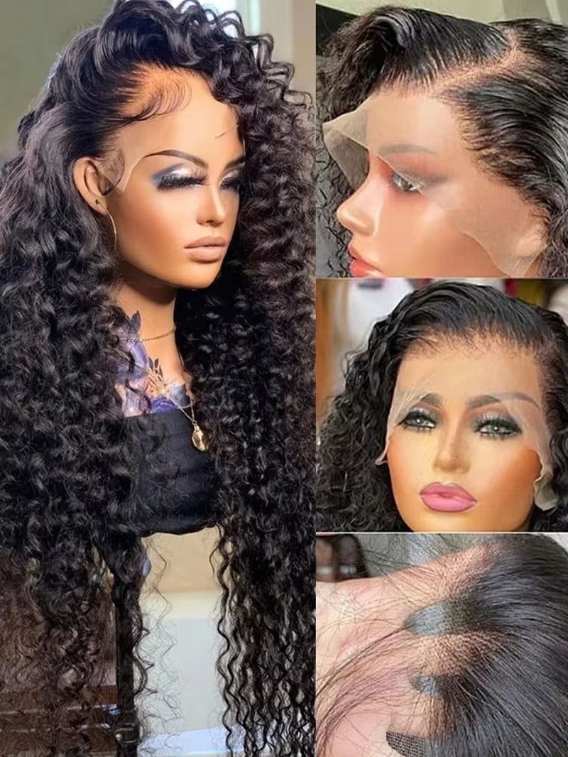 40 Inch Deep Wave 13X6 Hd Curly Lace Front Human Hair Wigs 360 Pre Plucked Lace Wig 13X4 Water Wave Lace Frontal Wigs for Women