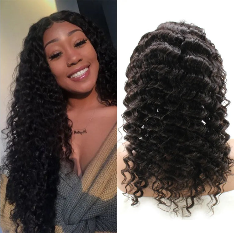 High Density 13x4 Sheer Lace Front Wig Deep Wavy Kink Texture Cut One Donor Indian Hair  No Shedding